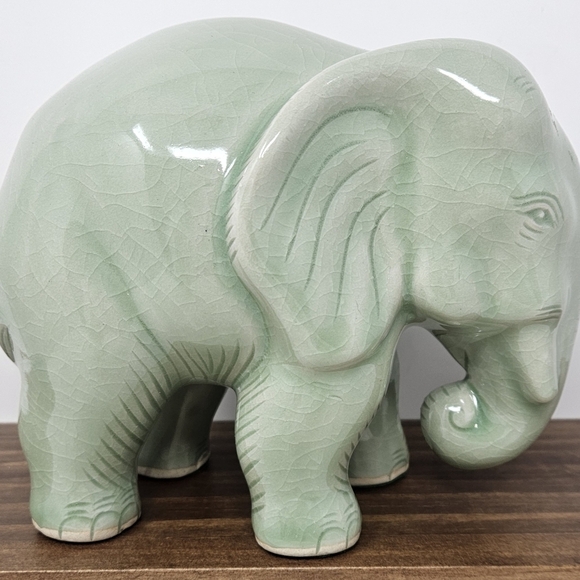 Novica Ceramic green Elephant - Picture 3 of 7